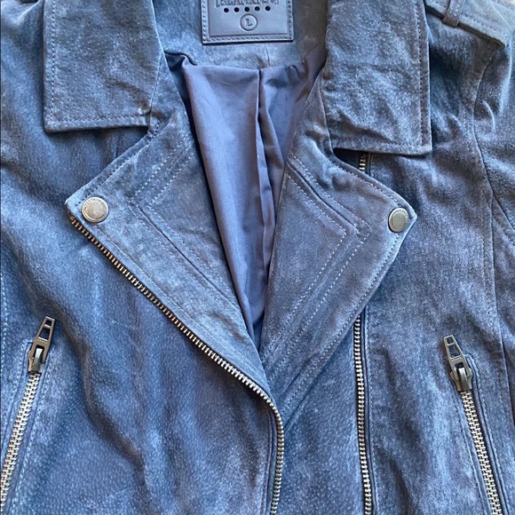 Blue Suede Biker Jacket - Picture 4 of 5